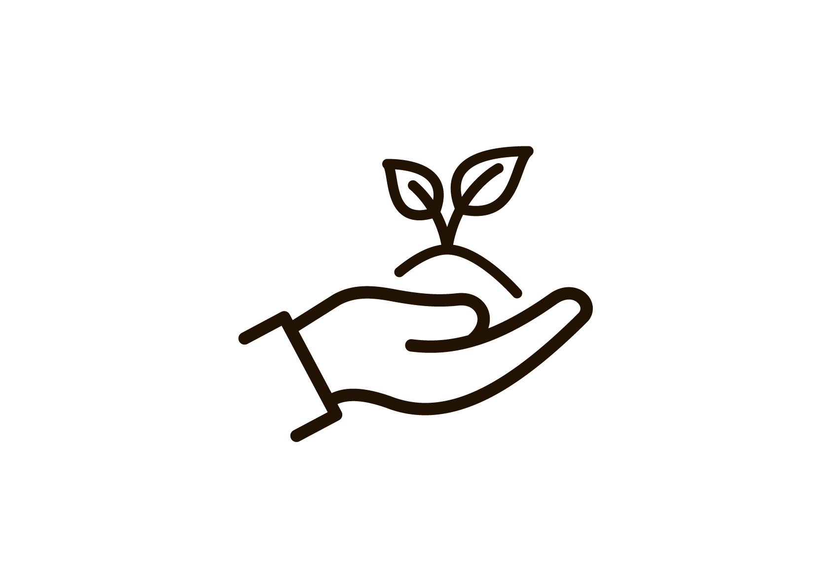 Icon for environmental responsibility showing a hand holding a plant